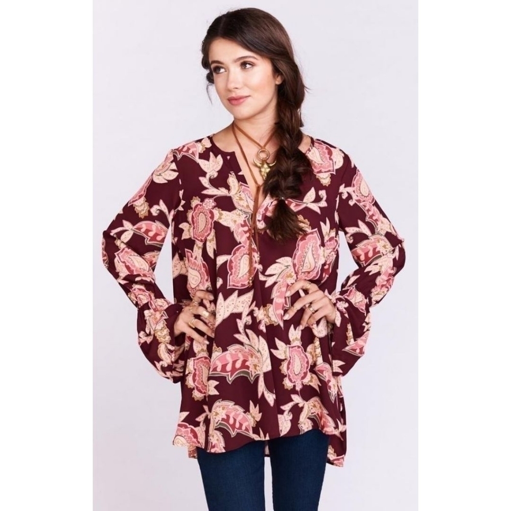 SMYM Paisley Purveen Pirate Tunic in Vino Vine NWT